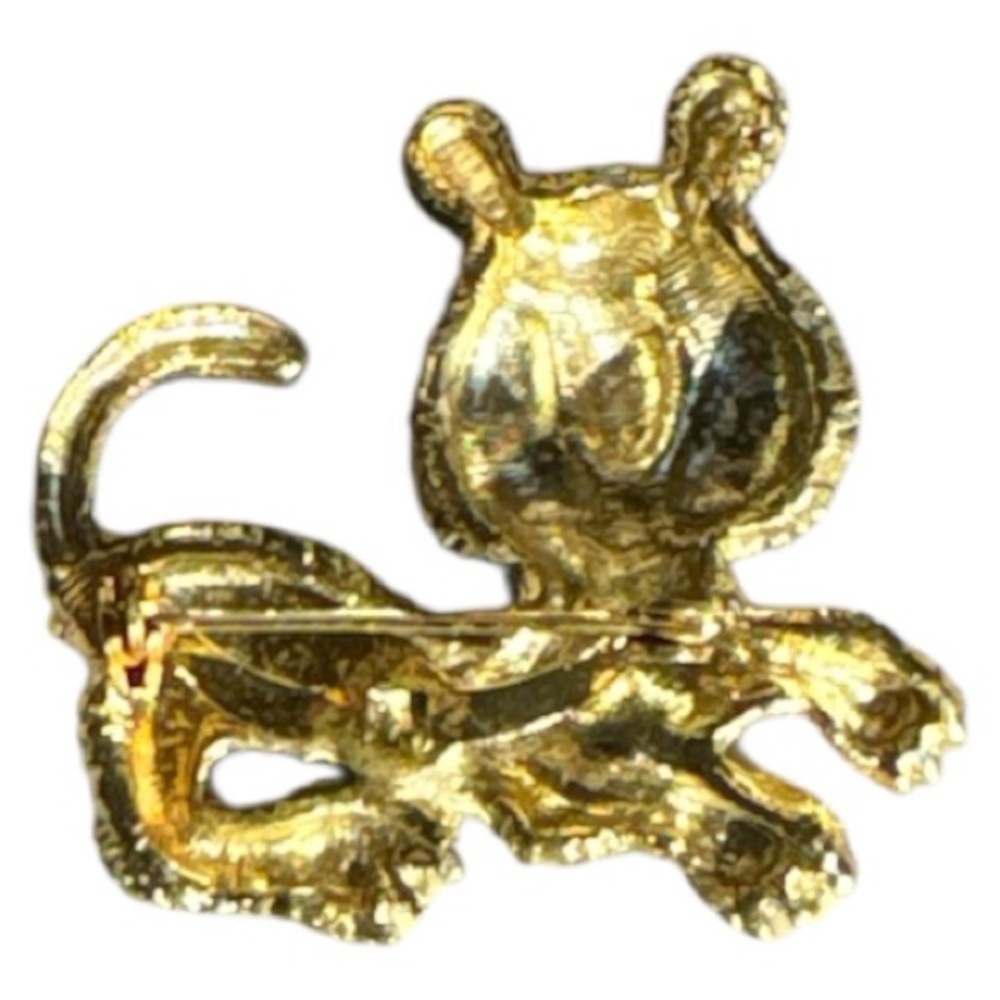 Lot of 4 Pin Brooches -Hat w/ Bow, American Angel, Tiger Cat & Cat Teasing Bird - Picture 10 of 16